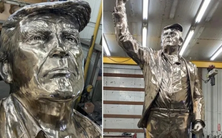 Who's behind the 15ft gold statue of Donald Trump called 'Don Colossus'?