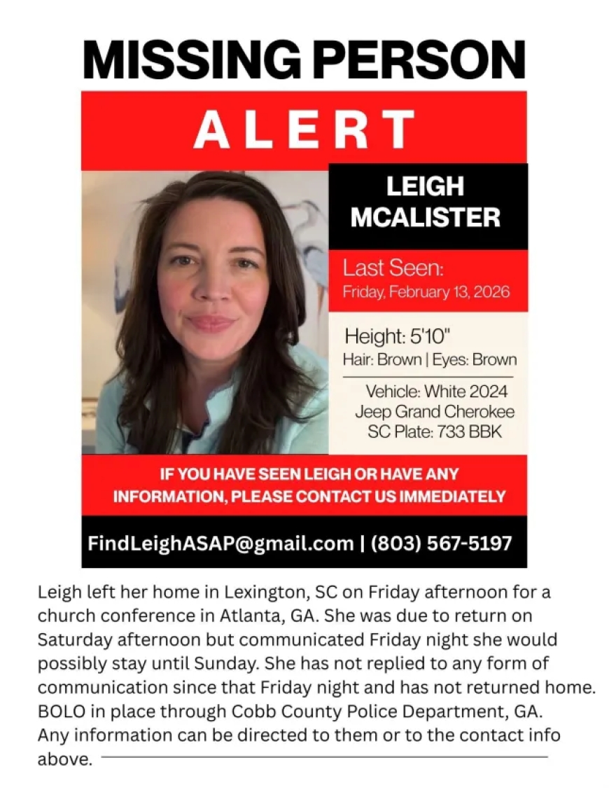 Missing Woman Leigh McAlister Found Safe 200 Miles from Home After Multi-State Search